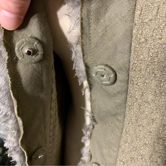 Gossip Blazer Jacket Waffle Knit Sz 48 M-L Green Tan Buttons Up Frayed Italy - Picture 7 of 16